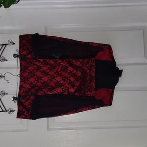 Lip Service Blacklist Red Lace Mesh Skirt